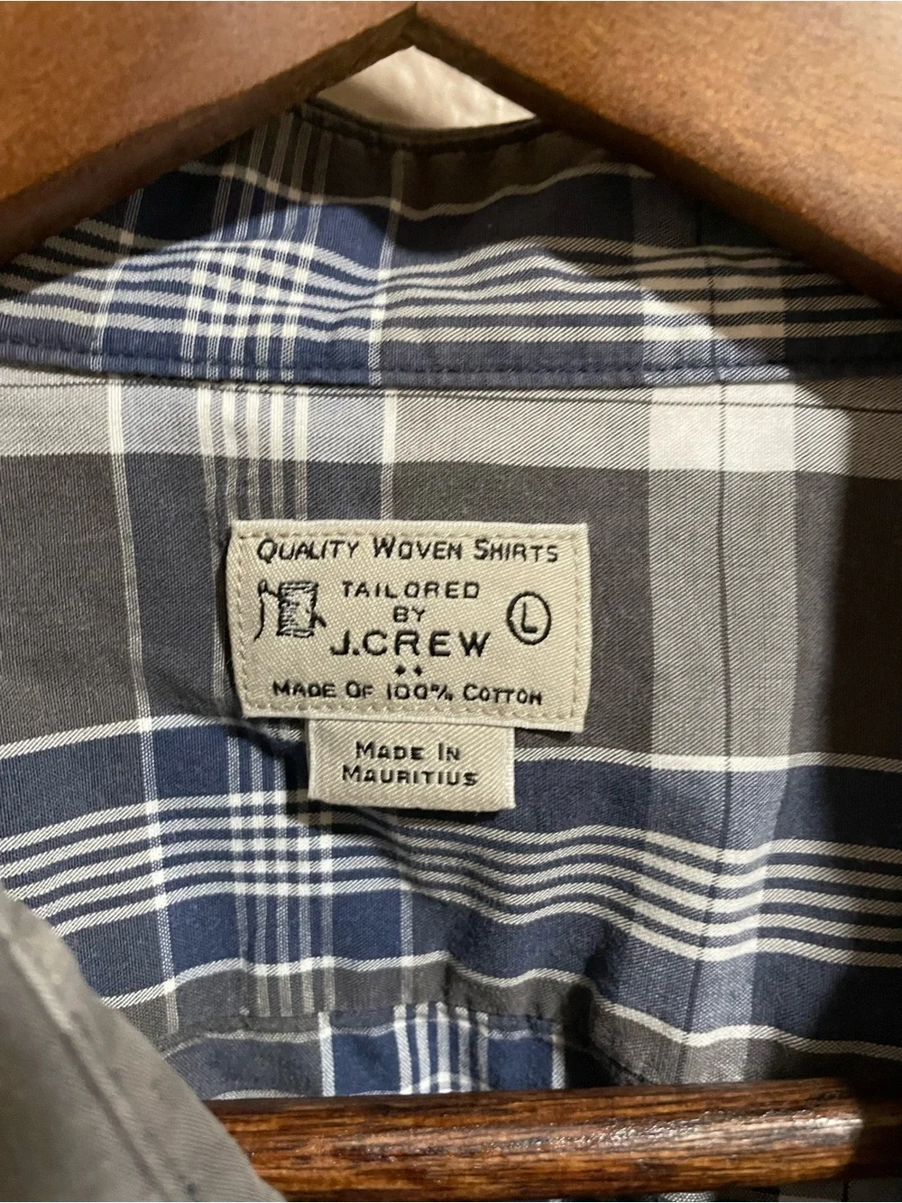 J. Crew Men's Gray & Blue Plaid Button-Up Shirt